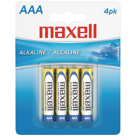 Maxell Alkaline Battery, AAA 1.5V DC 4 PK 723865 - LR034BP